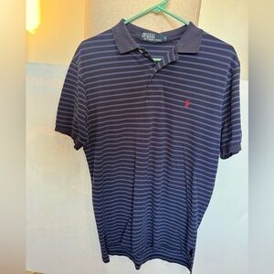 Medium Ralph Lauren striped polo, blew on blue